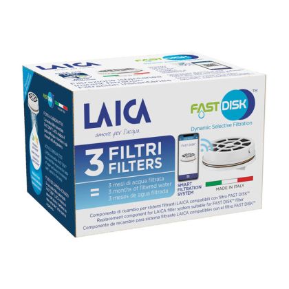 Replacement Water Bottle Filter, LAICA FastDisk, Pack of 3, code V918