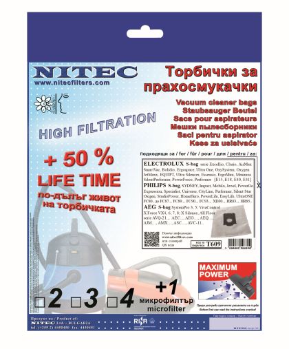 Торбички за прахосмукачки НИТЕК, код Т609
