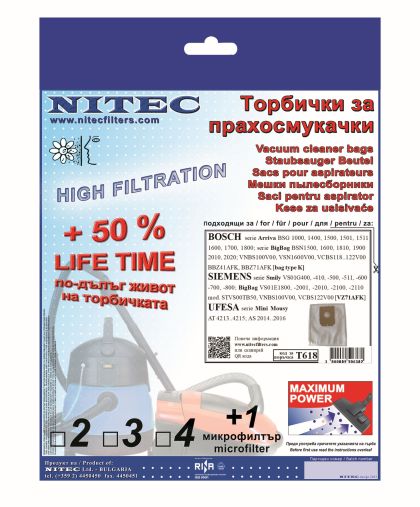 Торбички за прахосмукачки НИТЕК, код Т618